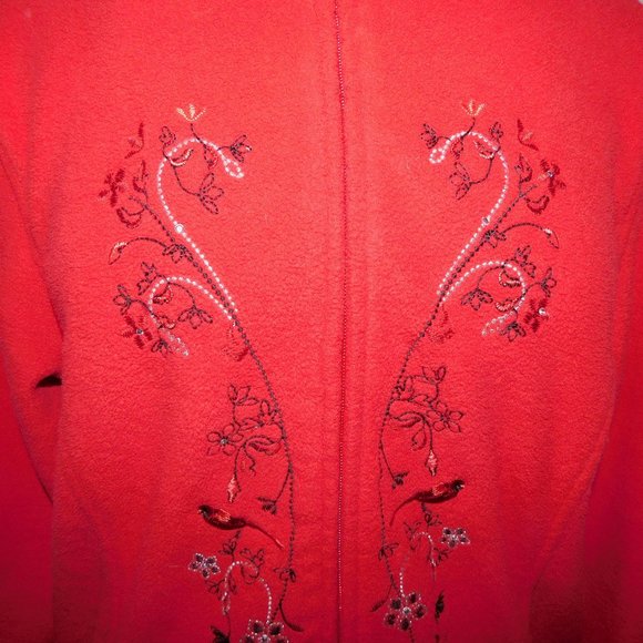 Northern Reflections Womens L Red Full Zip Fleece Jacket Cardinals Crystals - Picture 4 of 11